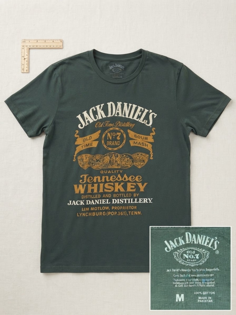 Jack Daniels Green Short Sleeve Tennessee Whiskey Graphic Tee